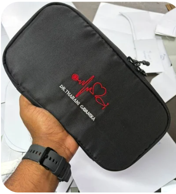 Embroidery customization on stethoscope bag